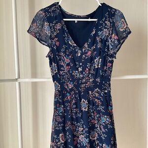 Abercrombie and Fitch chiffon navy floral mini dress size S